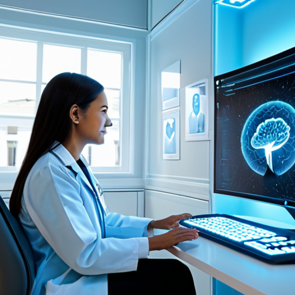 데이터과학과 클라우드 활용 사례 - **Prompt for Smart Healthcare / Home Diagnosis:**
    A futuristic, brightly lit home interior. A pe...